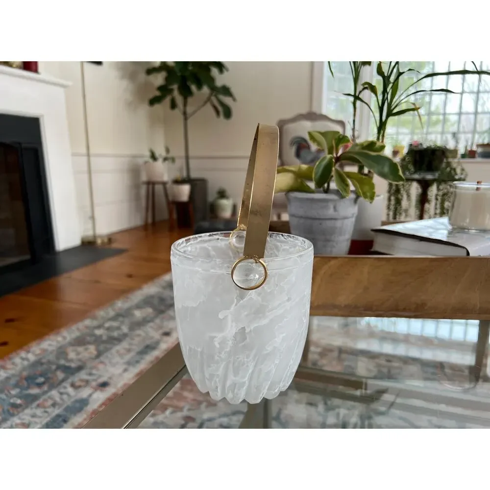 Vintage Creazioni Silvestri Arte Murano Crystal Ice Bucket Cherub Italian